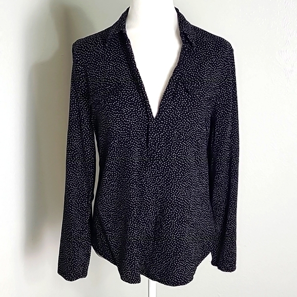 Spense Black & White Polka-dot Longsleeve Blouse, Size Medium - Picture 1 of 10